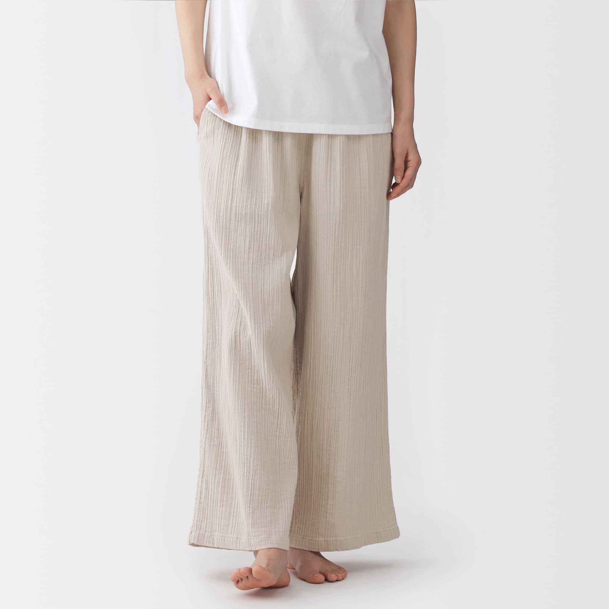 婦人　楊柳ガーゼ　ロングパンツ