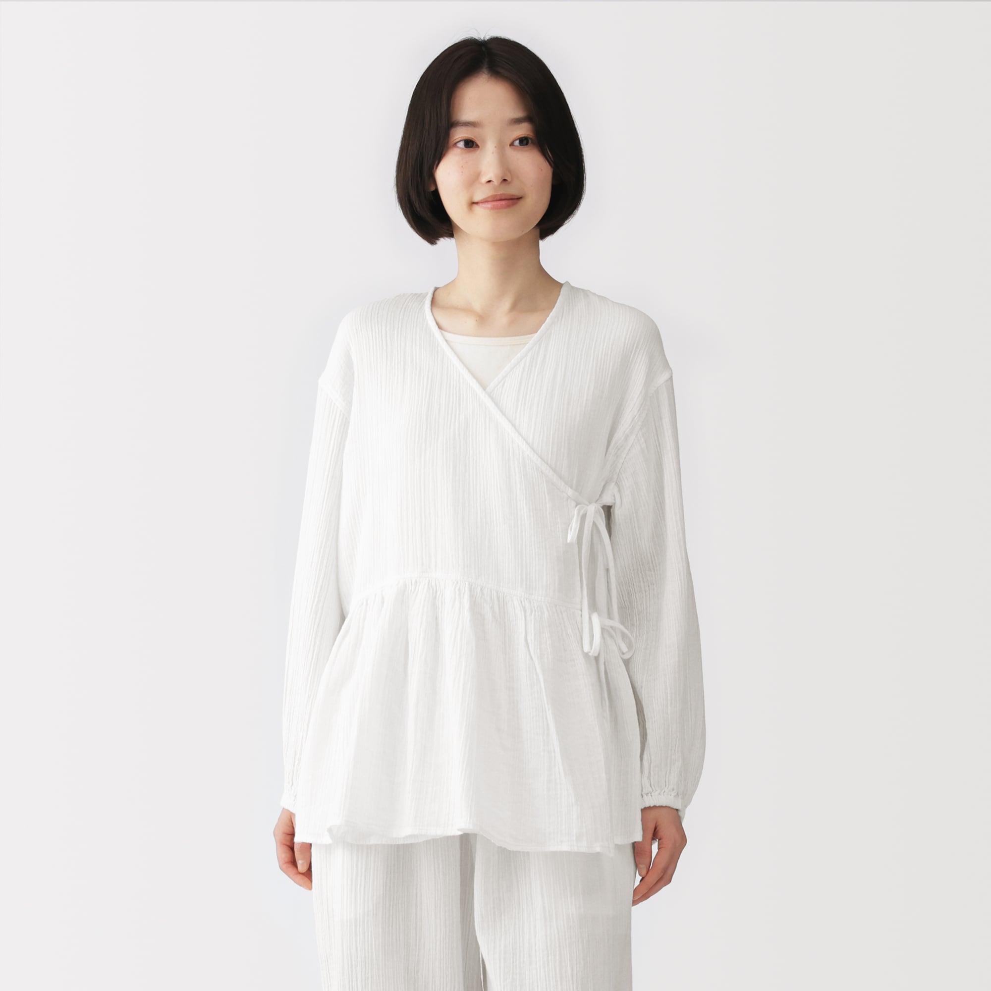 婦人　楊柳ガーゼ　ショートカーディガン