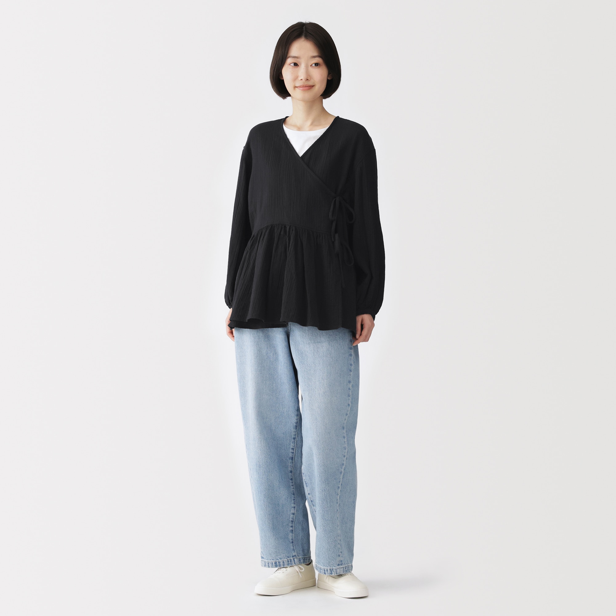 婦人　楊柳ガーゼ　ショートカーディガン