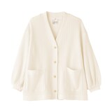 婦人　ざっくり編んだ　長袖カーディガン