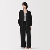 婦人　ざっくり編んだ　長袖カーディガン