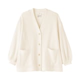 婦人　ざっくり編んだ　長袖カーディガン