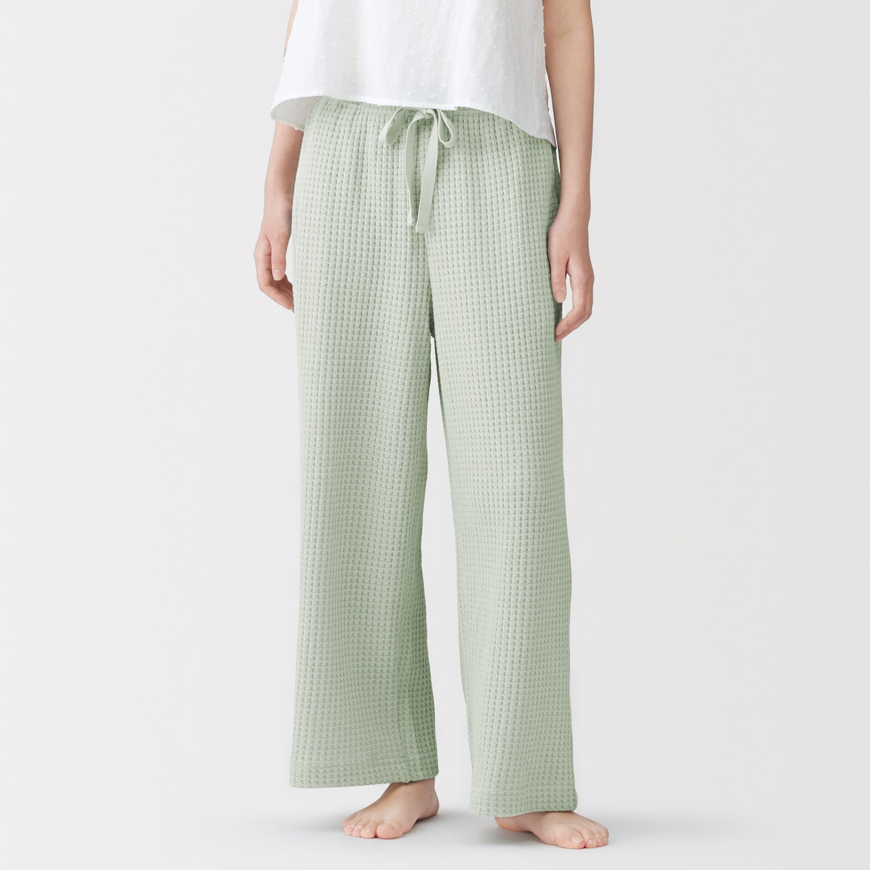 婦人　ざっくり編んだ　ロングパンツ