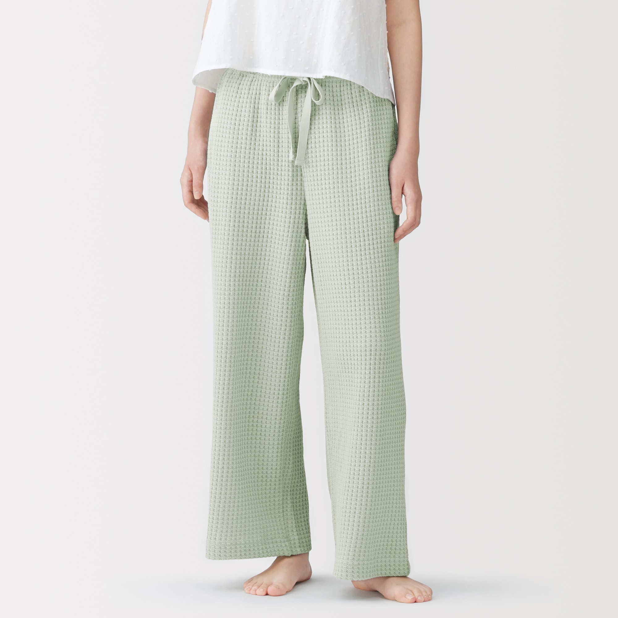 婦人　ざっくり編んだ　ロングパンツ