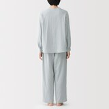 婦人　二重ガーゼ　ドットドビー　長袖パジャマ