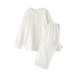 婦人　二重ガーゼ　ドットドビー　長袖パジャマ