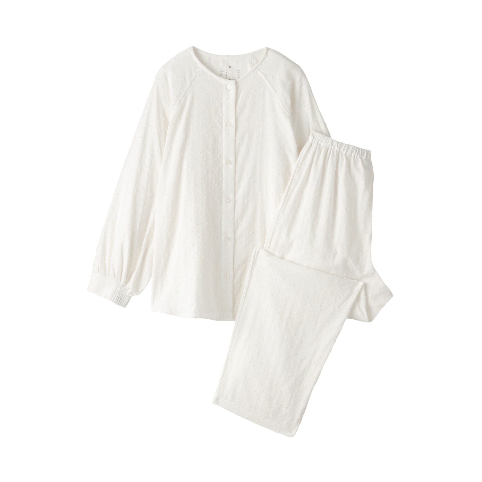 婦人　二重ガーゼ　ドットドビー　長袖パジャマ