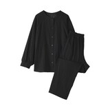 婦人　二重ガーゼ　ドットドビー　長袖パジャマ