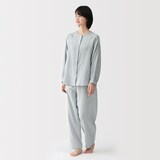婦人　二重ガーゼ　ドットドビー　長袖パジャマ