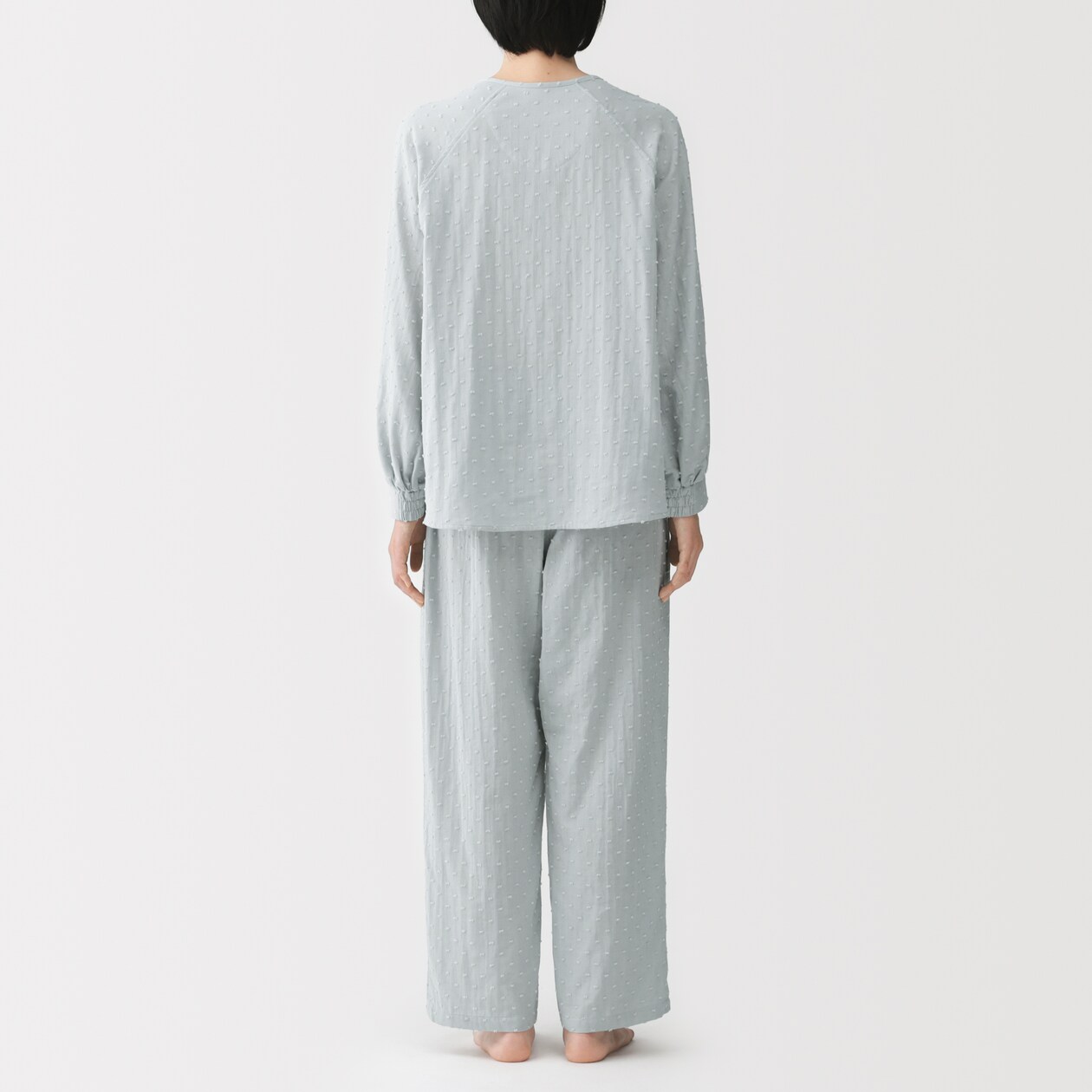 婦人　二重ガーゼ　ドットドビー　長袖パジャマ