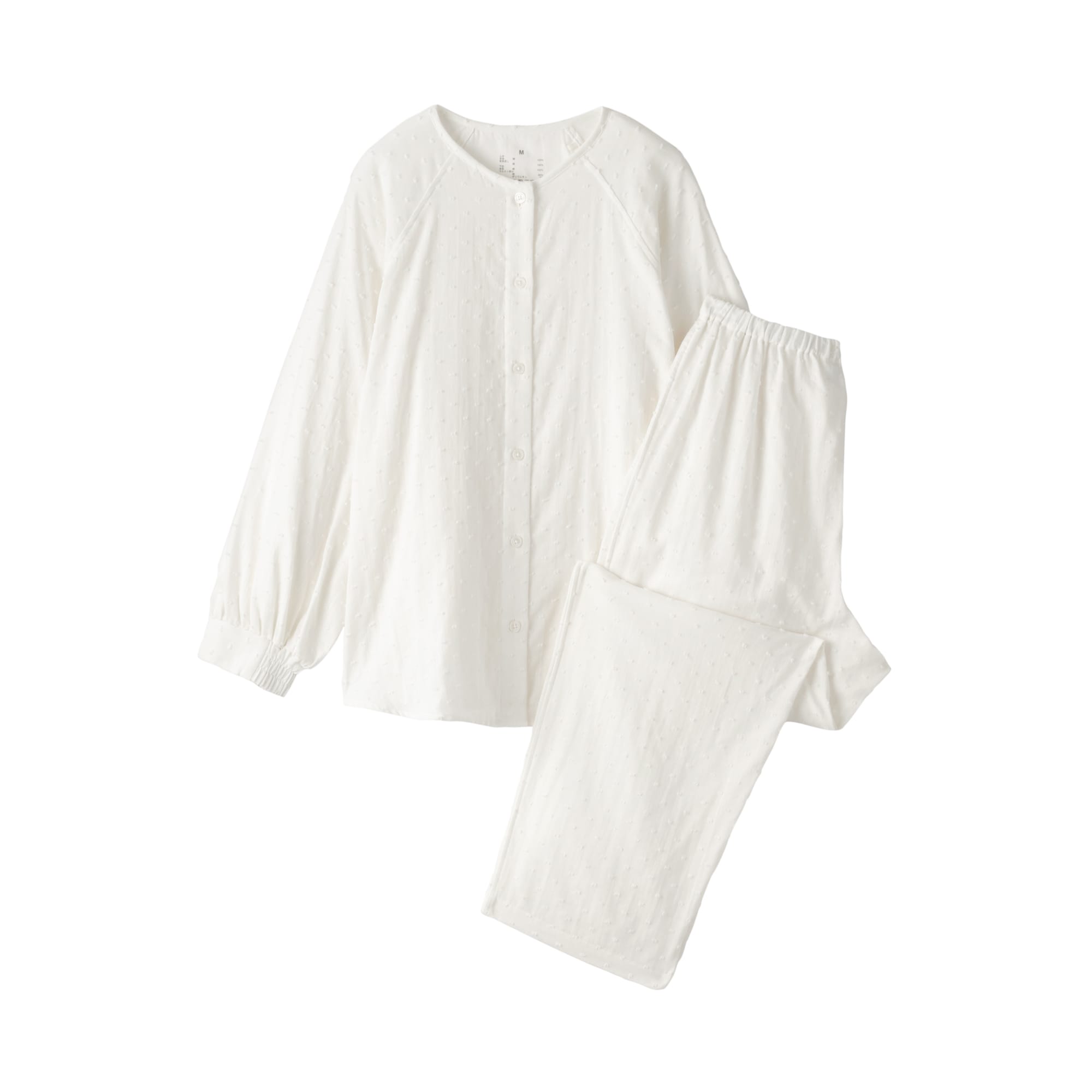 婦人　二重ガーゼ　ドットドビー　長袖パジャマ