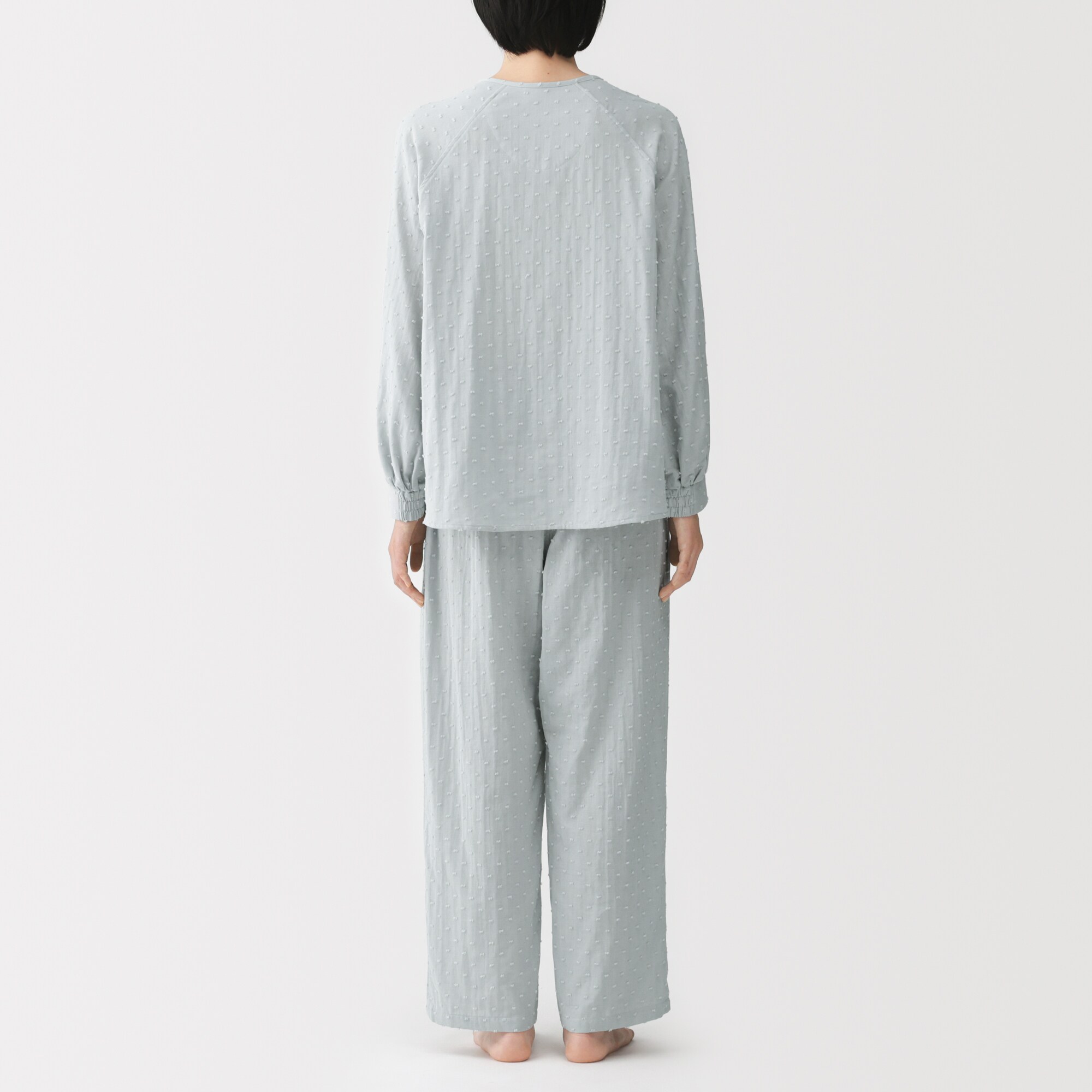 婦人　二重ガーゼ　ドットドビー　長袖パジャマ
