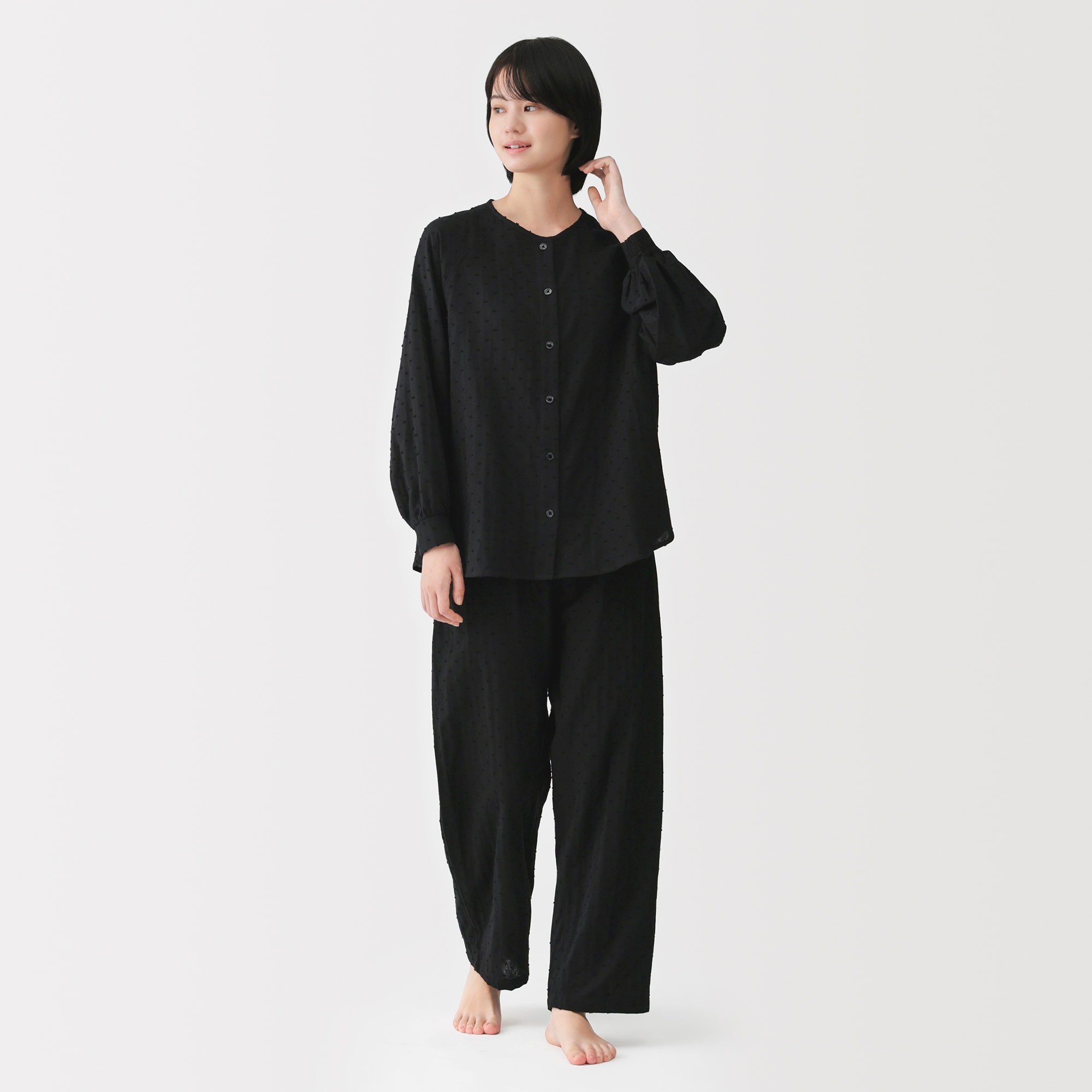 婦人 二重ガーゼ ドットドビー 長袖パジャマ | 無印良品