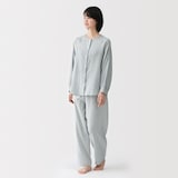婦人　二重ガーゼ　ドットドビー　長袖パジャマ