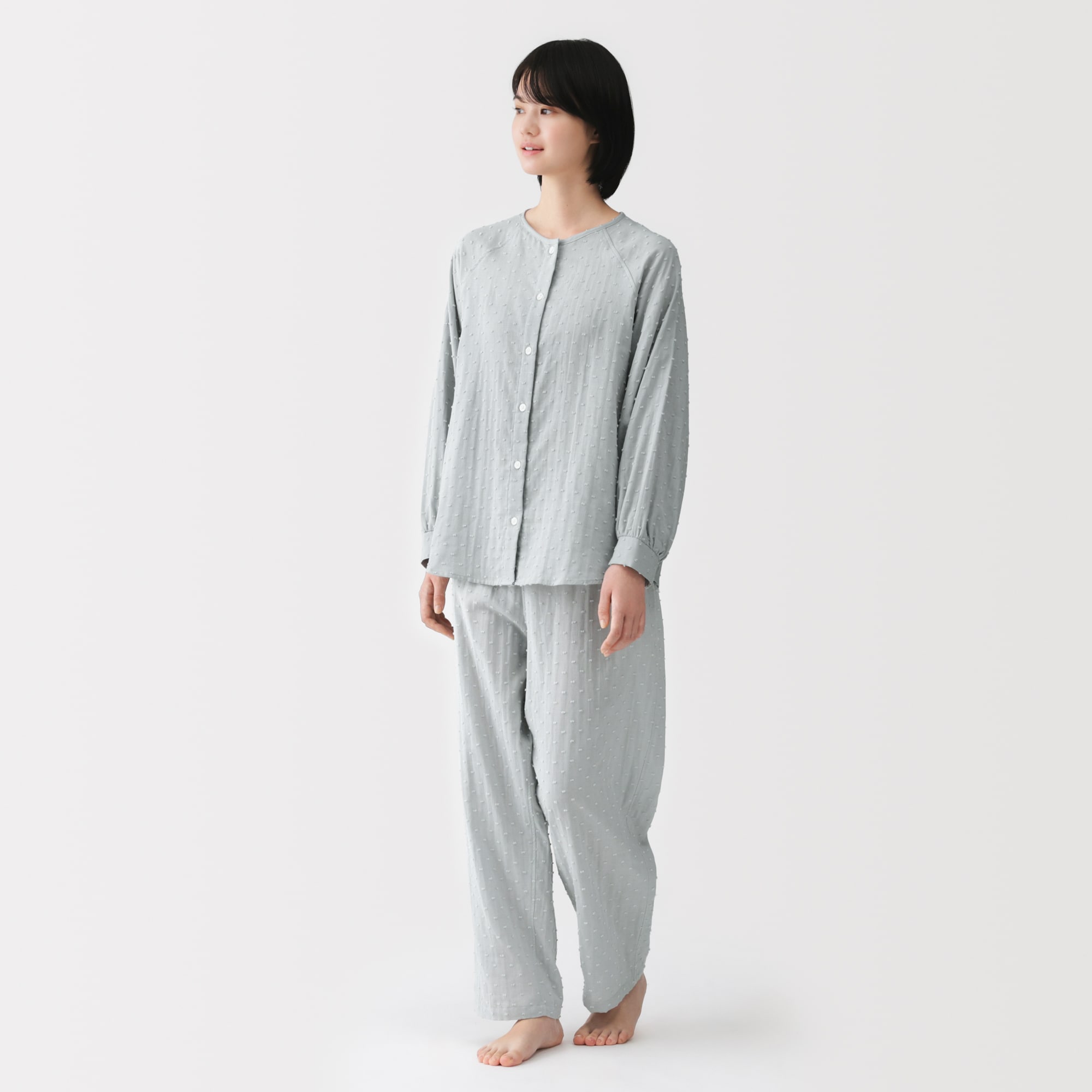 婦人 二重ガーゼ ドットドビー 長袖パジャマ | 無印良品