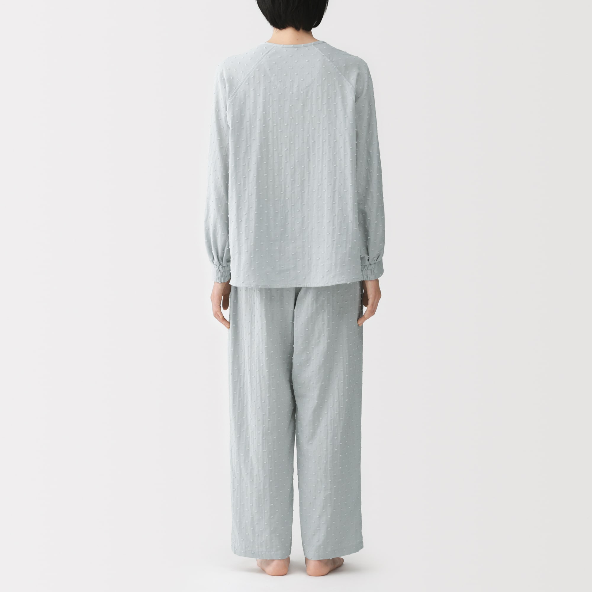 婦人　二重ガーゼ　ドットドビー　長袖パジャマ