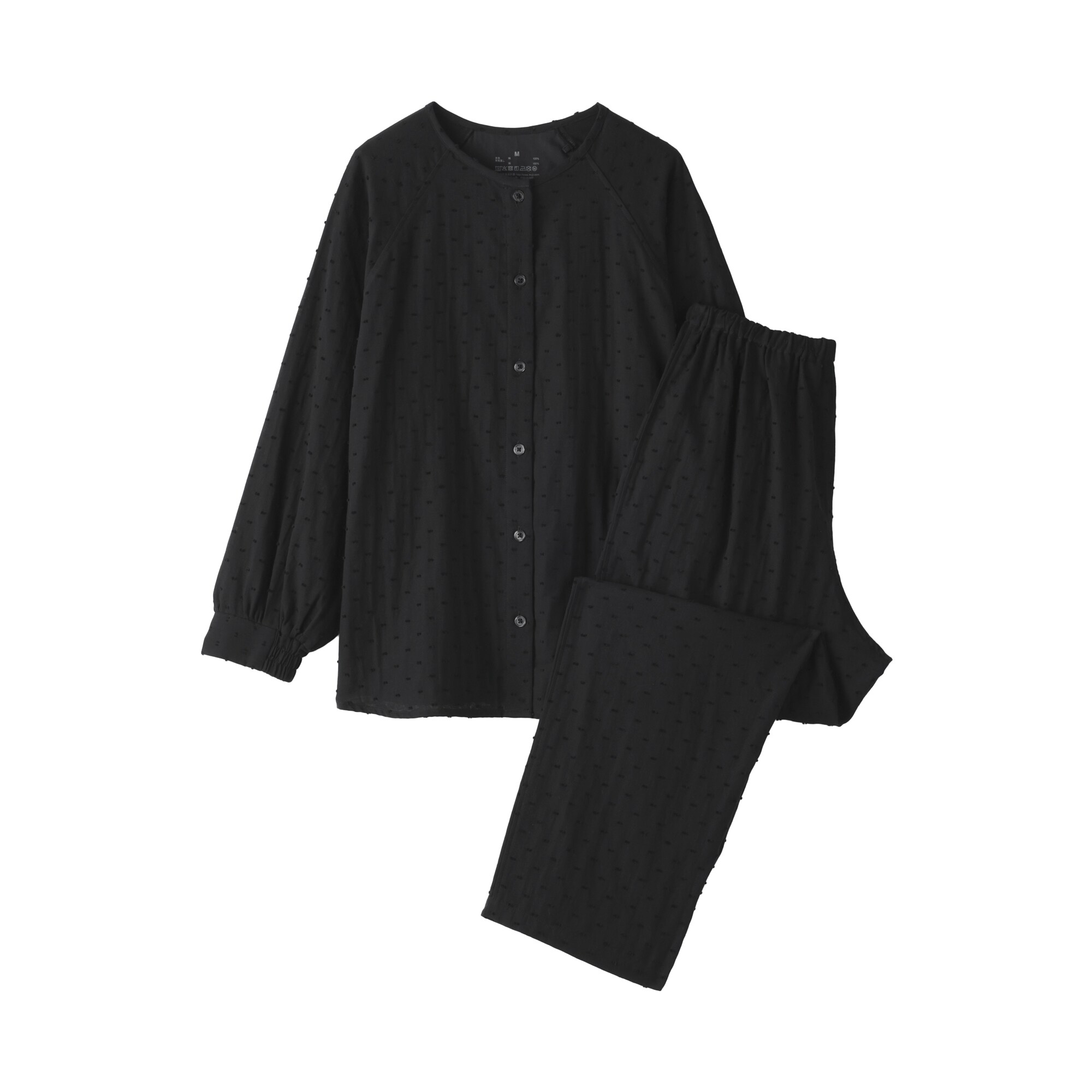 婦人　二重ガーゼ　ドットドビー　長袖パジャマ