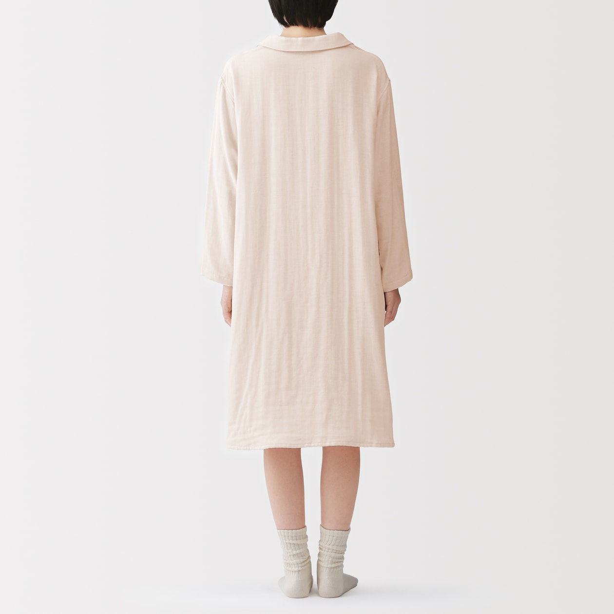 婦人　四重ガーゼ　長袖ワンピース