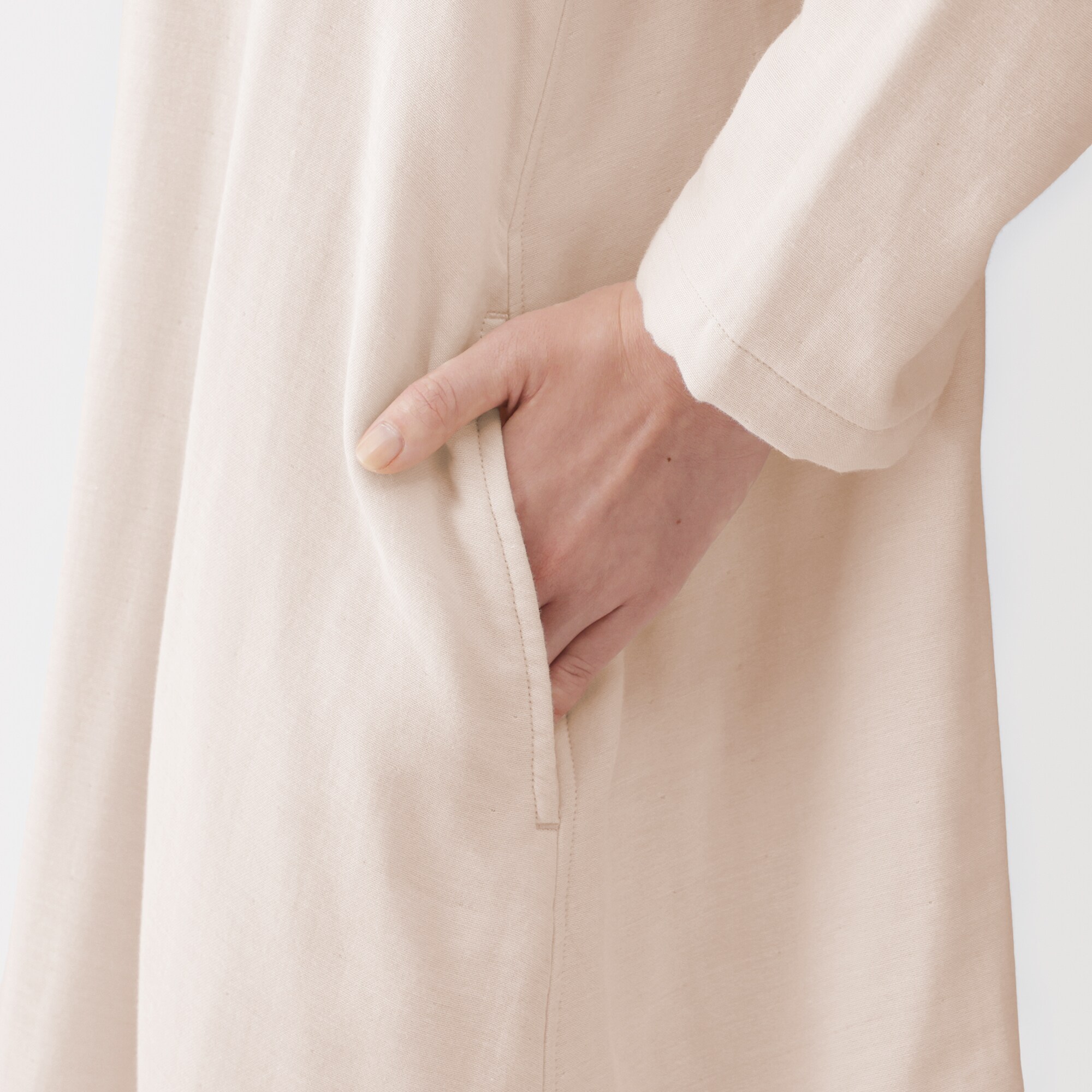 婦人　四重ガーゼ　長袖ワンピース