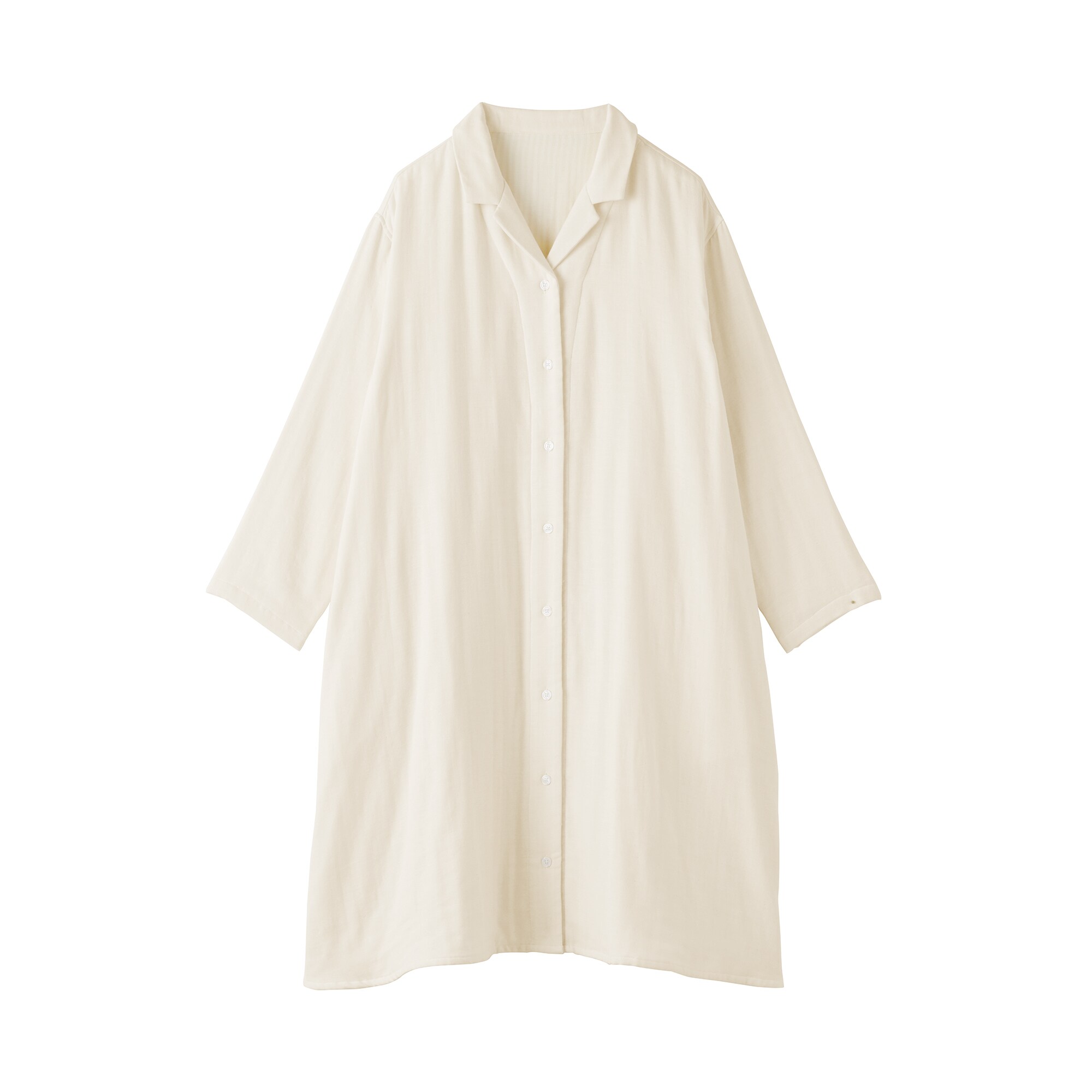 婦人　四重ガーゼ　長袖ワンピース