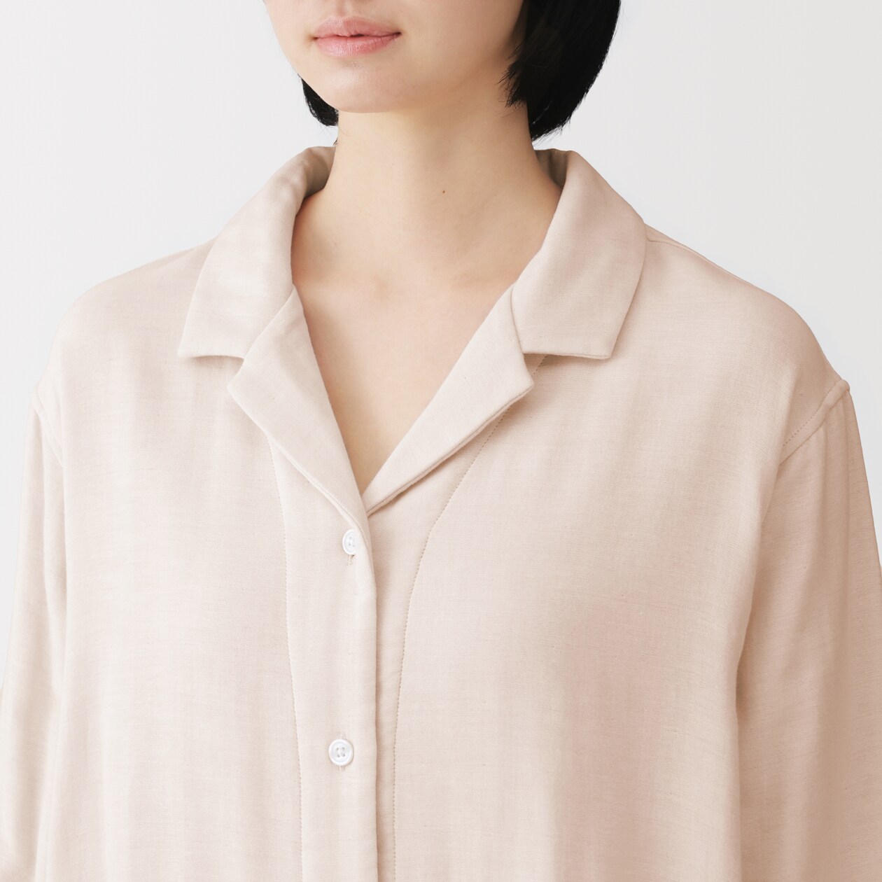 婦人　四重ガーゼ　長袖ワンピース