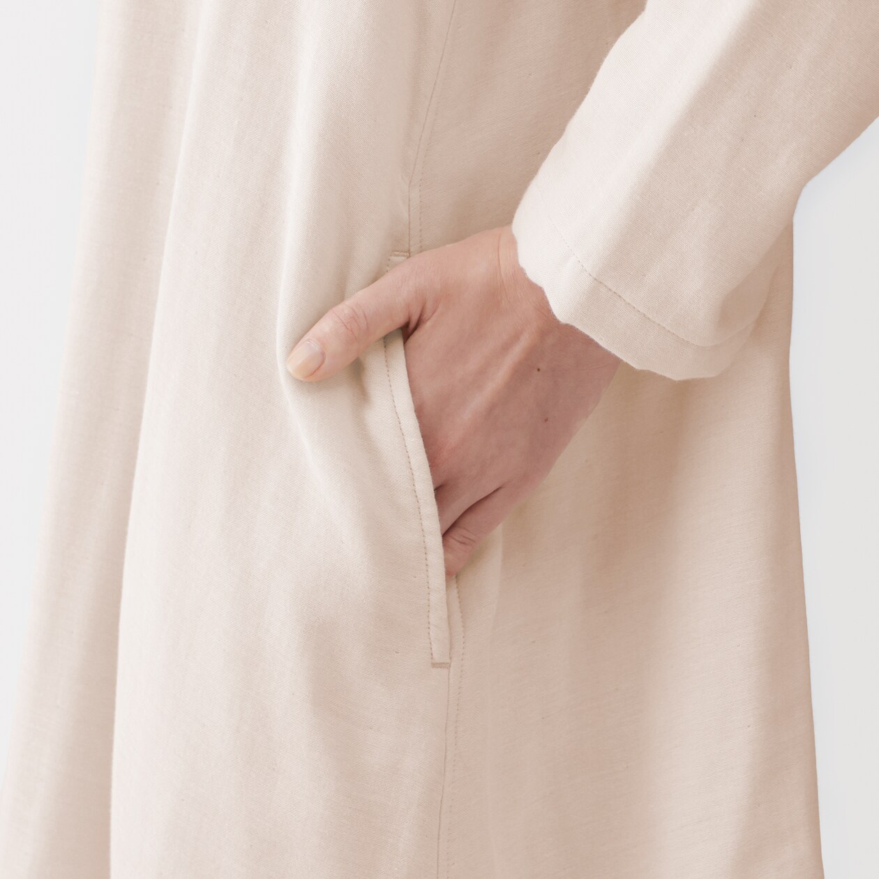 婦人　四重ガーゼ　長袖ワンピース