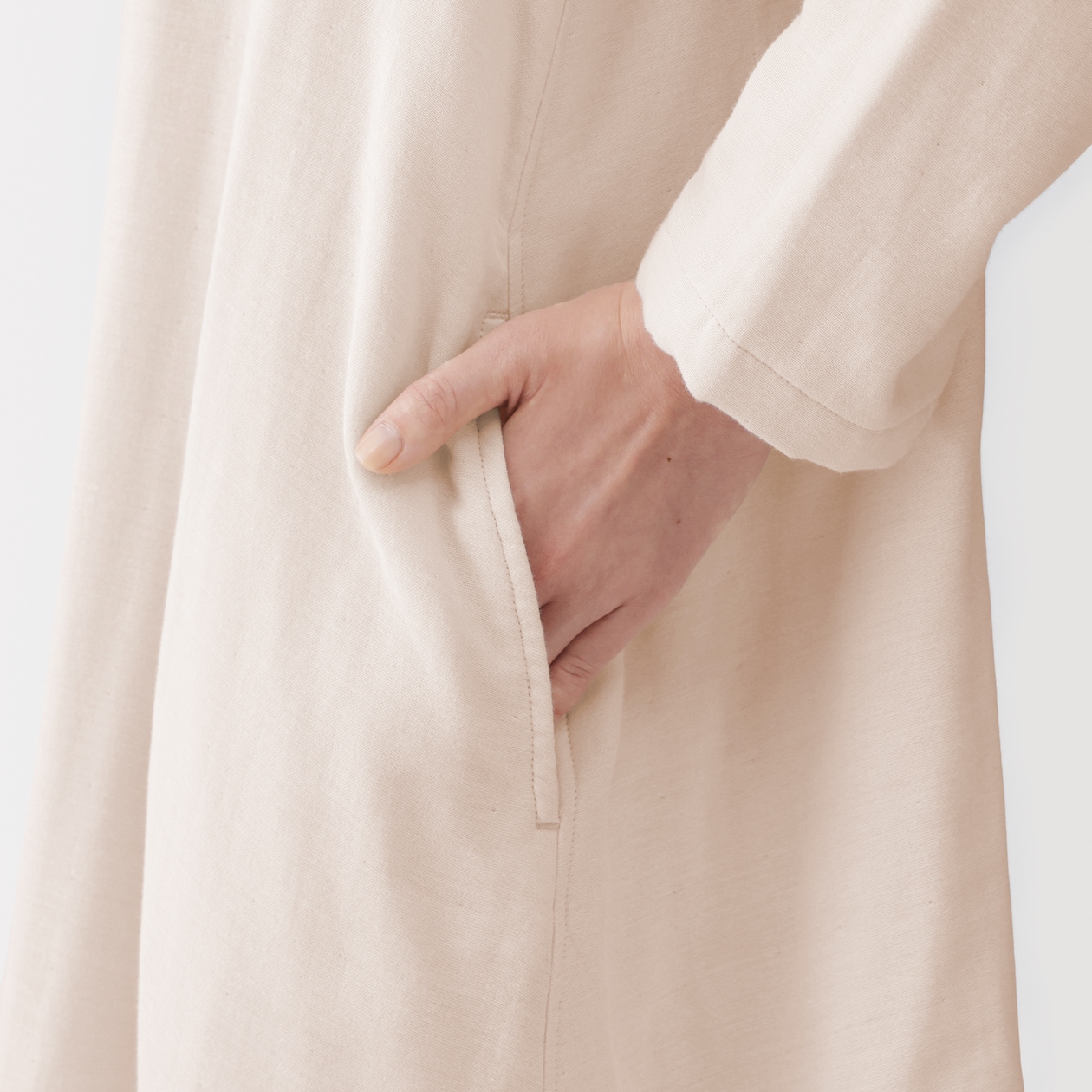 婦人　四重ガーゼ　長袖ワンピース