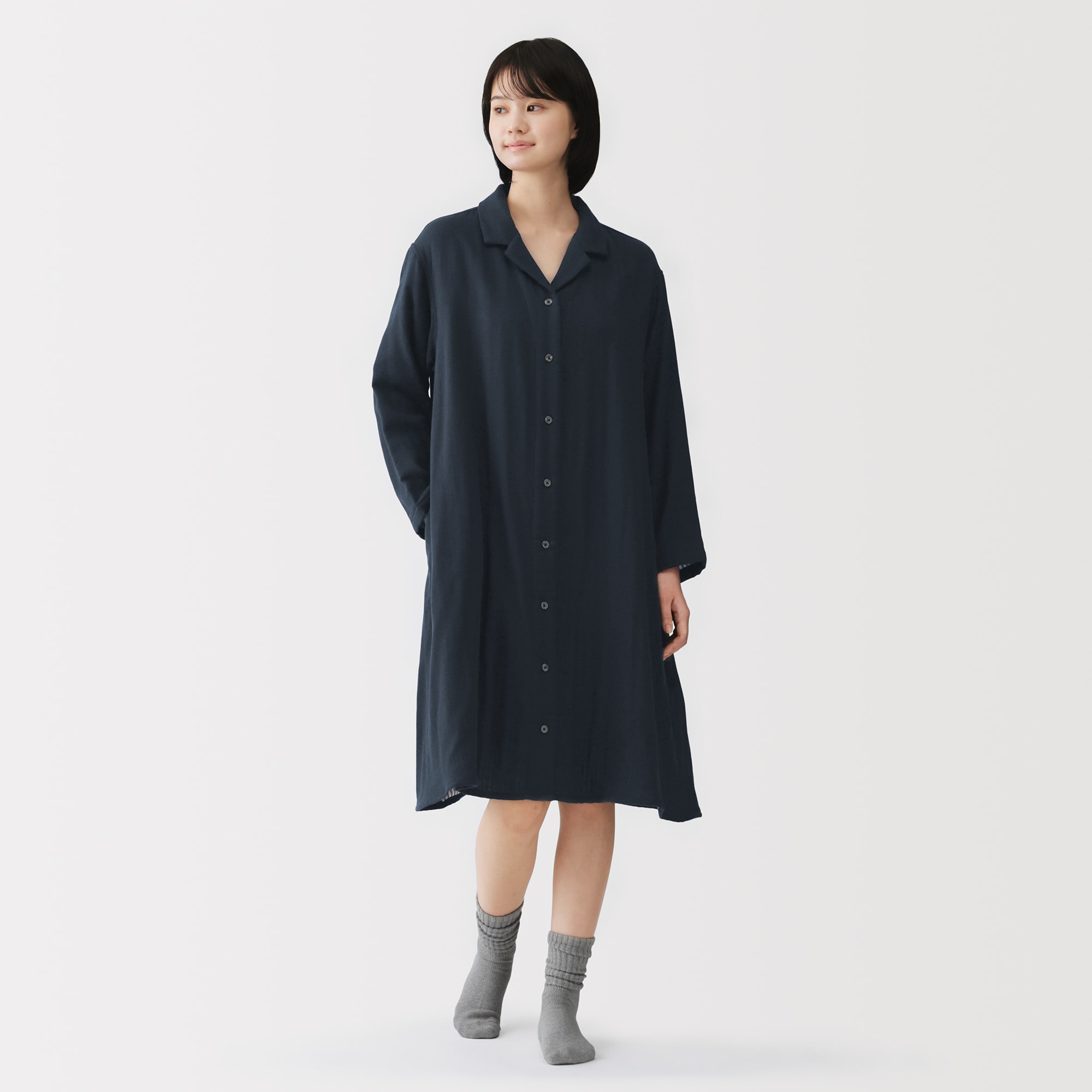 婦人 四重ガーゼ 長袖ワンピース | 無印良品