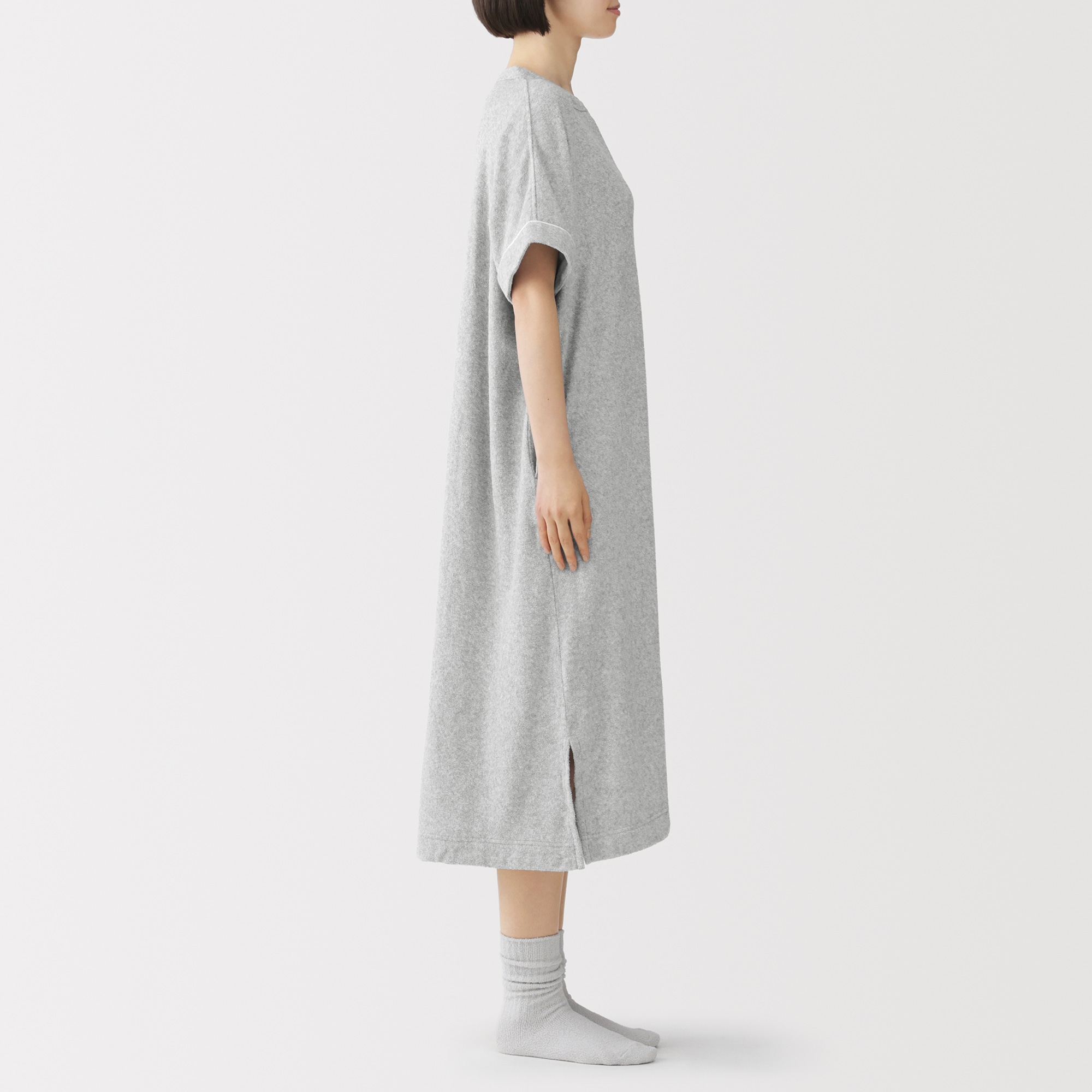 婦人　着るタオル　両面パイル　半袖ワンピース