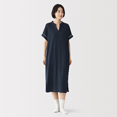 婦人　着るタオル　両面パイル　半袖ワンピース