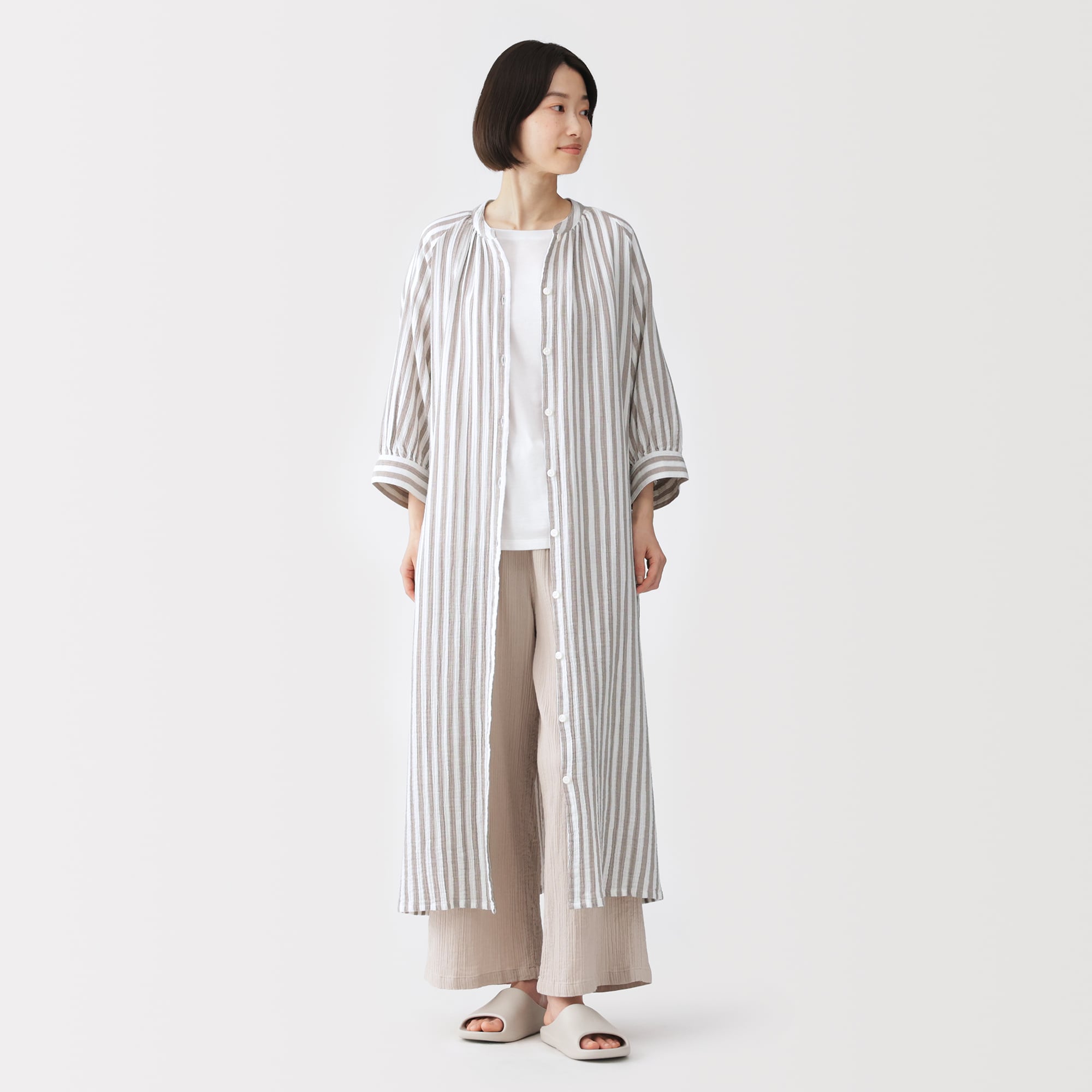 婦人 楊柳ガーゼ 五分袖ワンピース | 無印良品