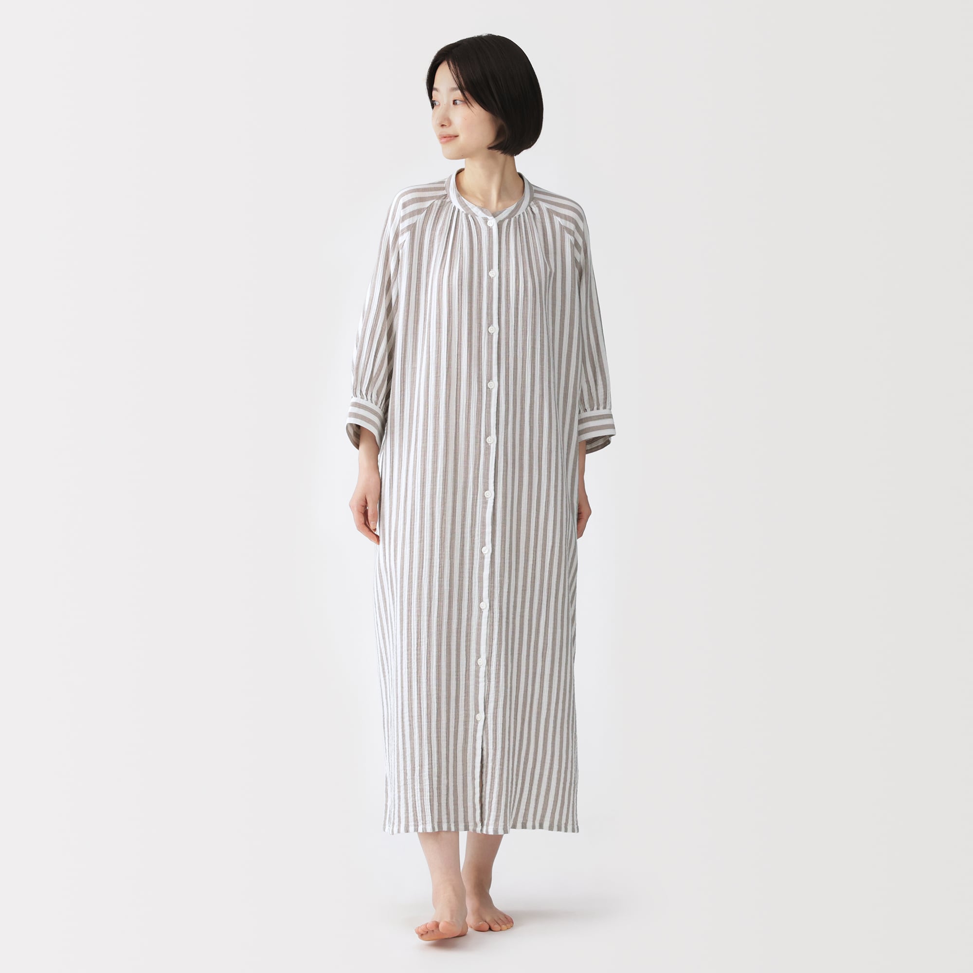 婦人 楊柳ガーゼ 五分袖ワンピース | 無印良品