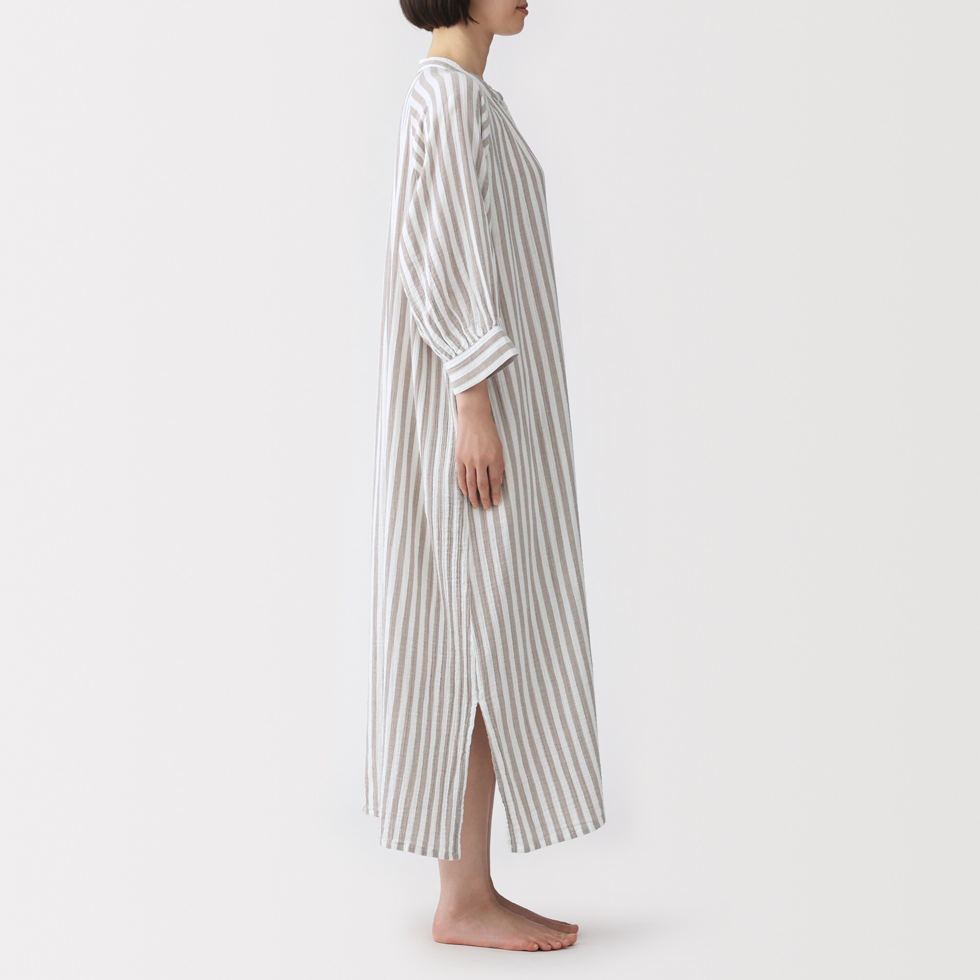 婦人　楊柳ガーゼ　五分袖ワンピース