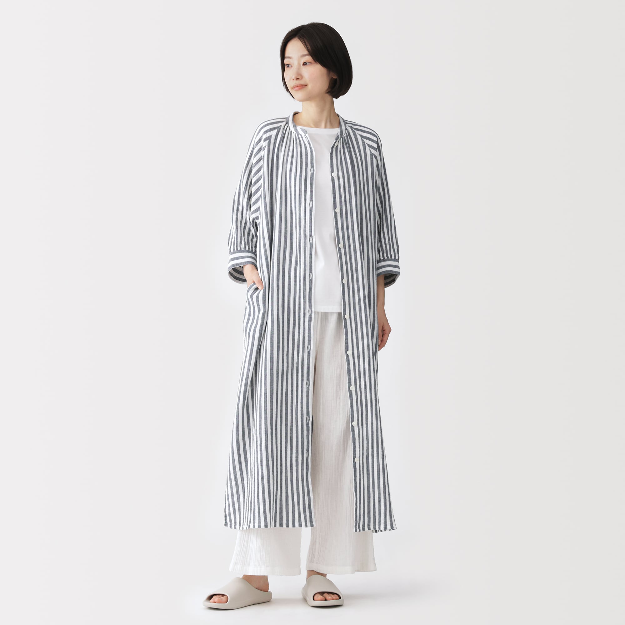 婦人 楊柳ガーゼ 五分袖ワンピース | 無印良品