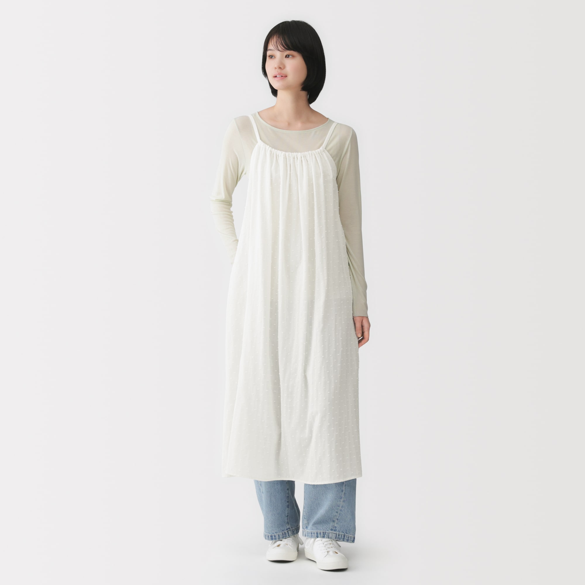 婦人 二重ガーゼ ドットドビー キャミワンピース | 無印良品