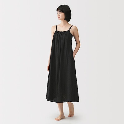 婦人　二重ガーゼ　ドットドビー　キャミワンピース