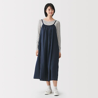 婦人　二重ガーゼ　ドットドビー　キャミワンピース