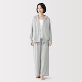 婦人　着るタオル　両面パイル　長袖ジップパーカー