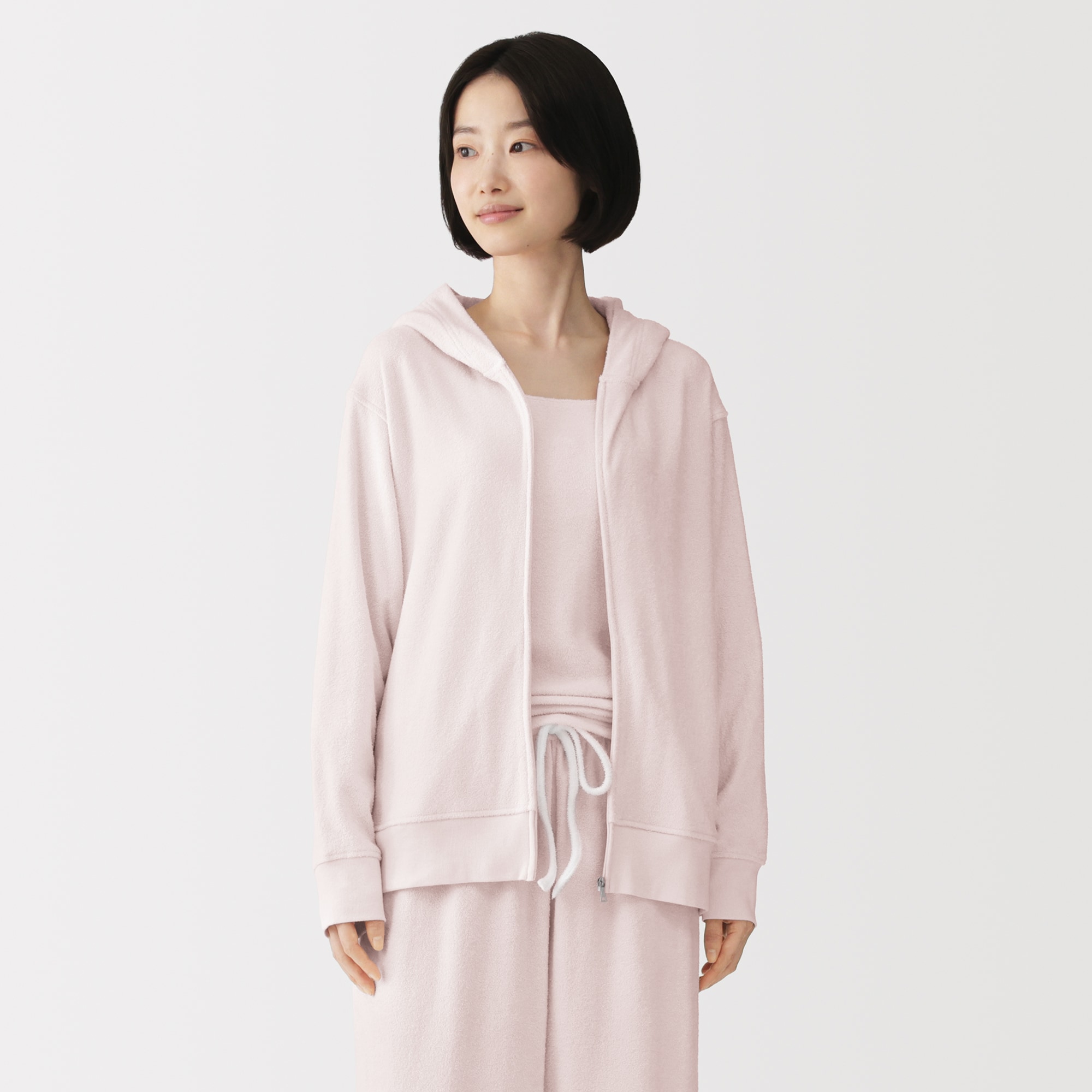 Women's Wearable Towel Double Sided Pile Long Sleeve Zip Hoodie