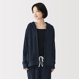 婦人　着るタオル　両面パイル　長袖ジップパーカー