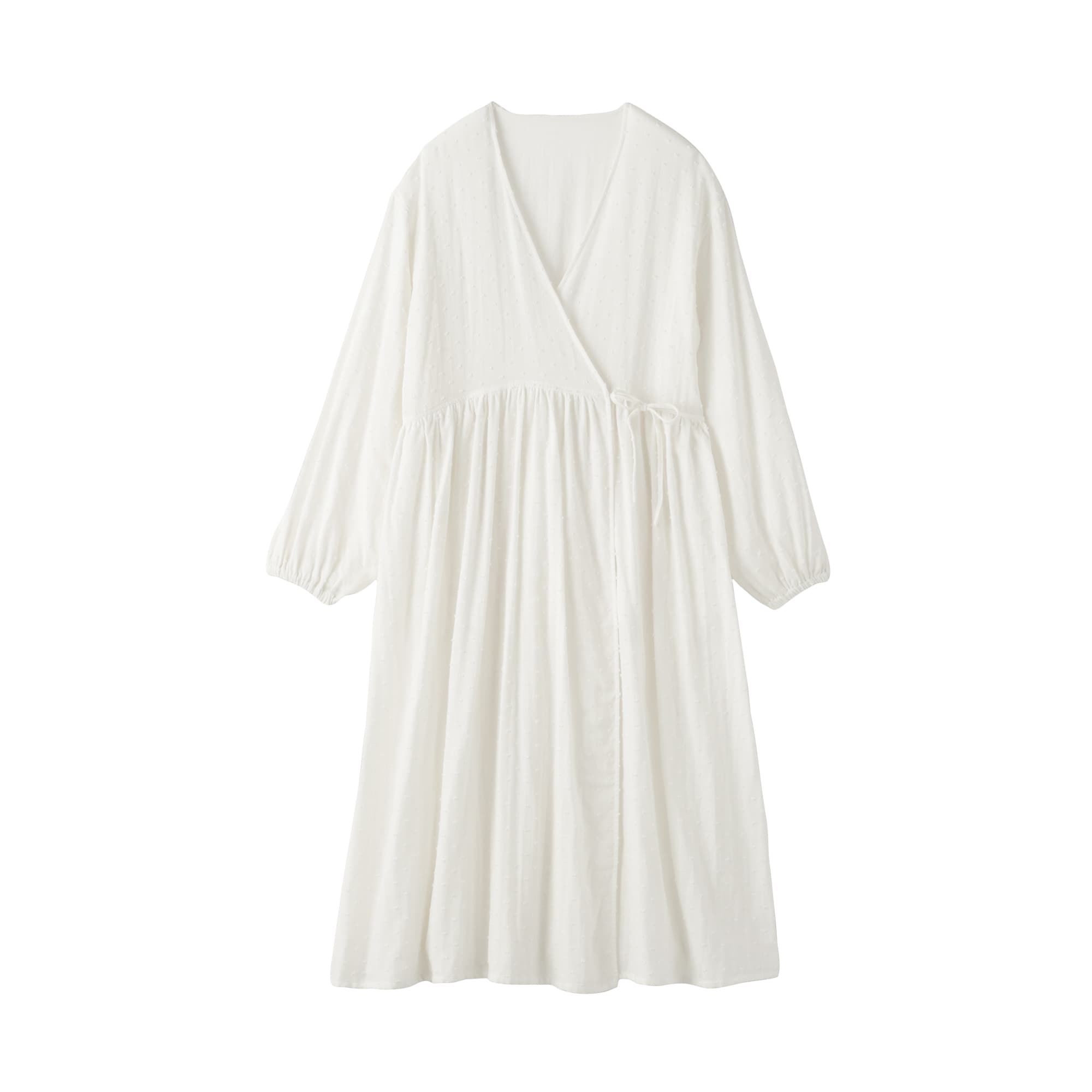 婦人　二重ガーゼ　ドットドビー　ロングカーディガン