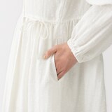 婦人　二重ガーゼ　ドットドビー　ロングカーディガン