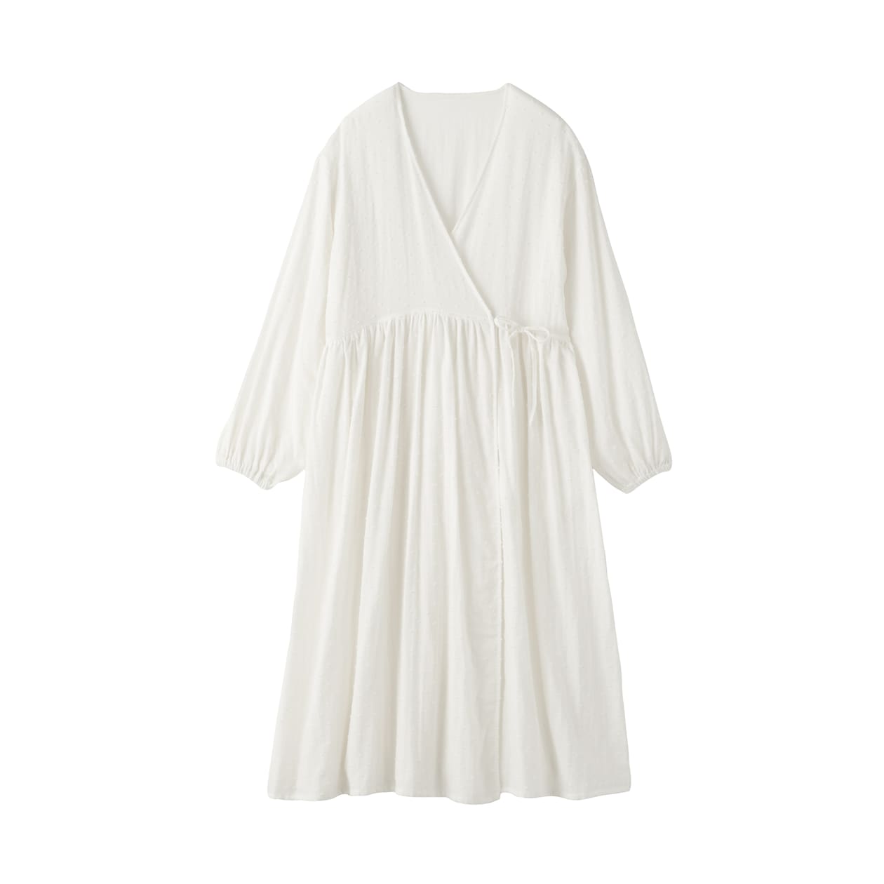 婦人　二重ガーゼ　ドットドビー　ロングカーディガン