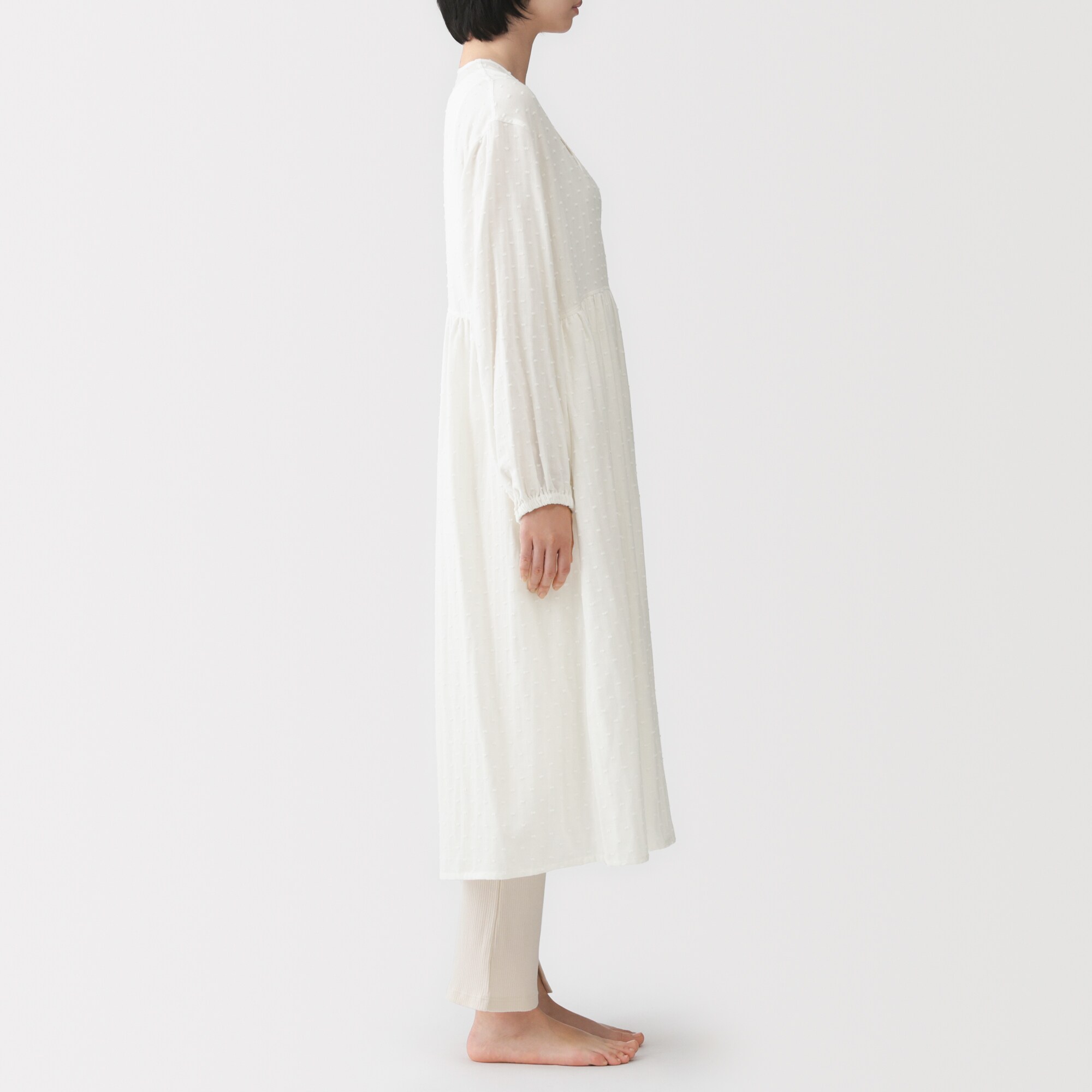 婦人 二重ガーゼ ドットドビー ロングカーディガン | 無印良品