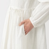 婦人　二重ガーゼ　ドットドビー　ロングカーディガン