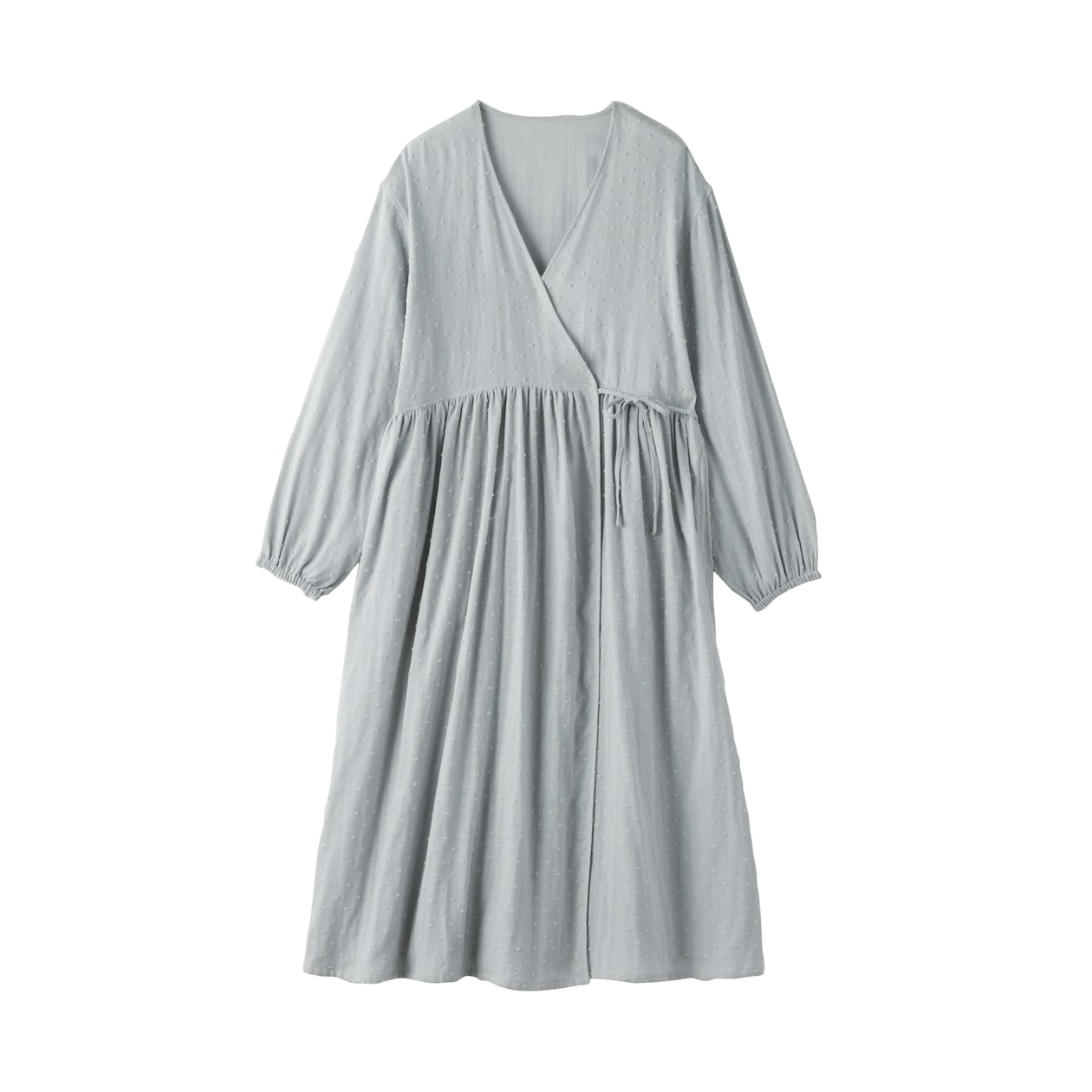 婦人　二重ガーゼ　ドットドビー　ロングカーディガン