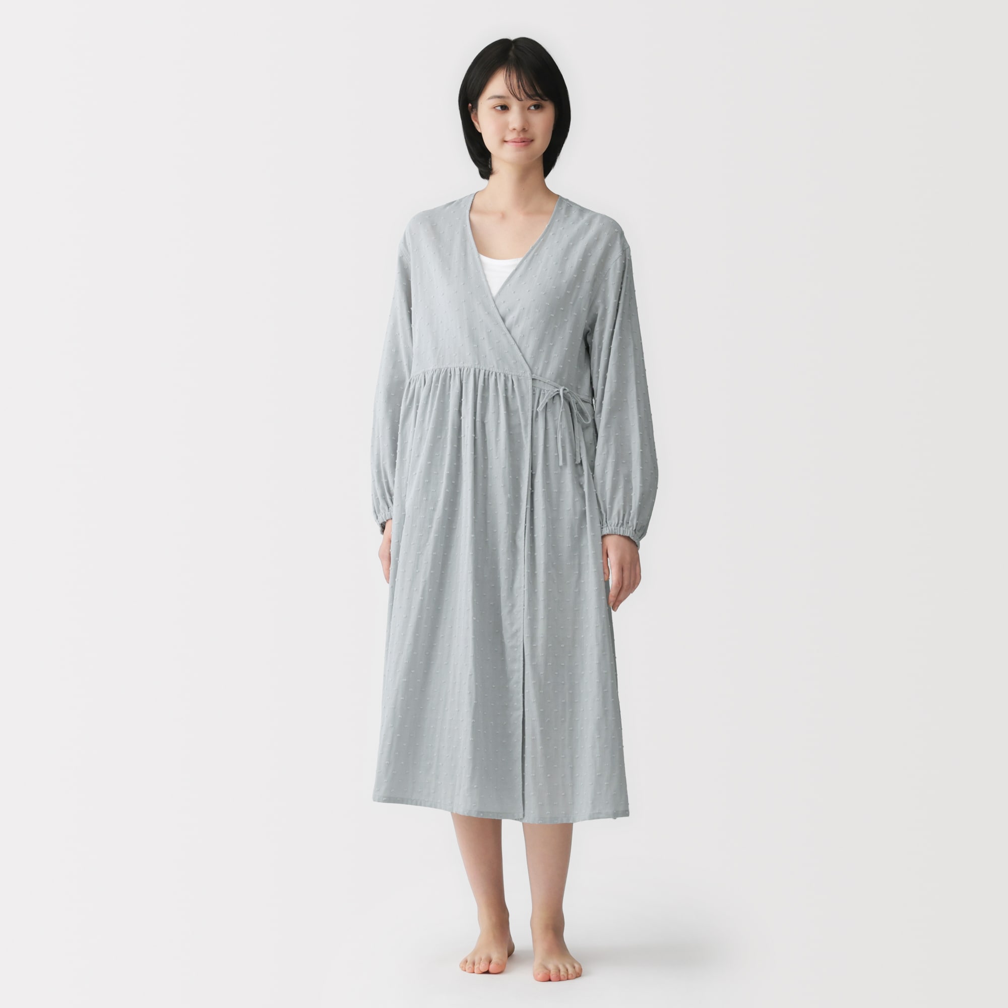 婦人 二重ガーゼ ドットドビー ロングカーディガン | 無印良品