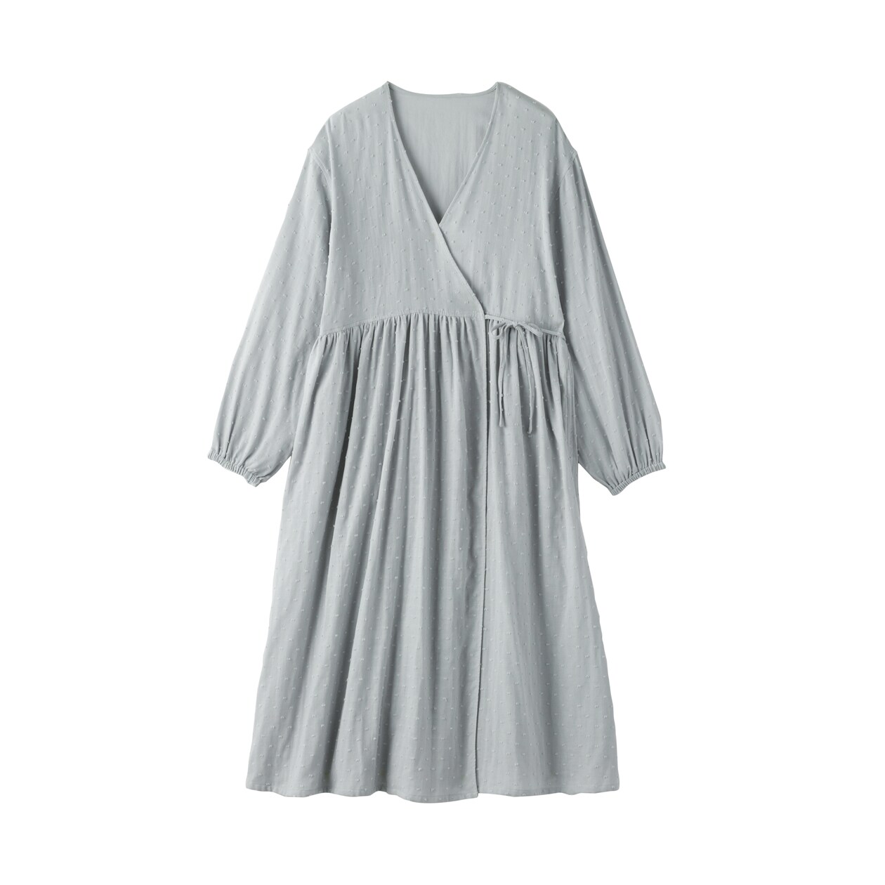 婦人　二重ガーゼ　ドットドビー　ロングカーディガン