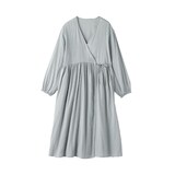 婦人　二重ガーゼ　ドットドビー　ロングカーディガン