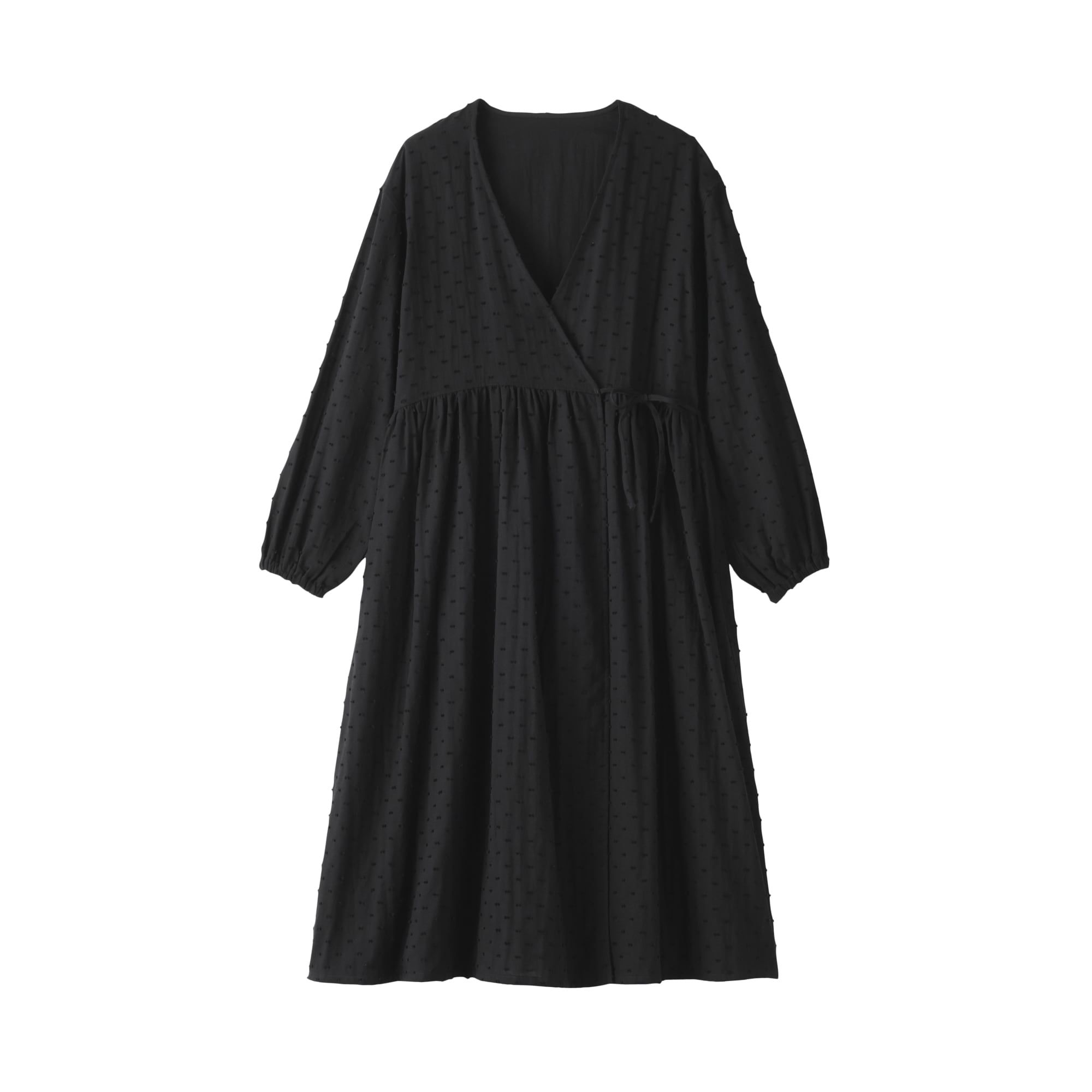 婦人　二重ガーゼ　ドットドビー　ロングカーディガン